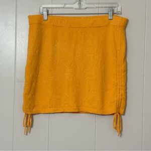 Free People Beach Yellow Drawstring Knit Mini Skirt Boho Loungewear L